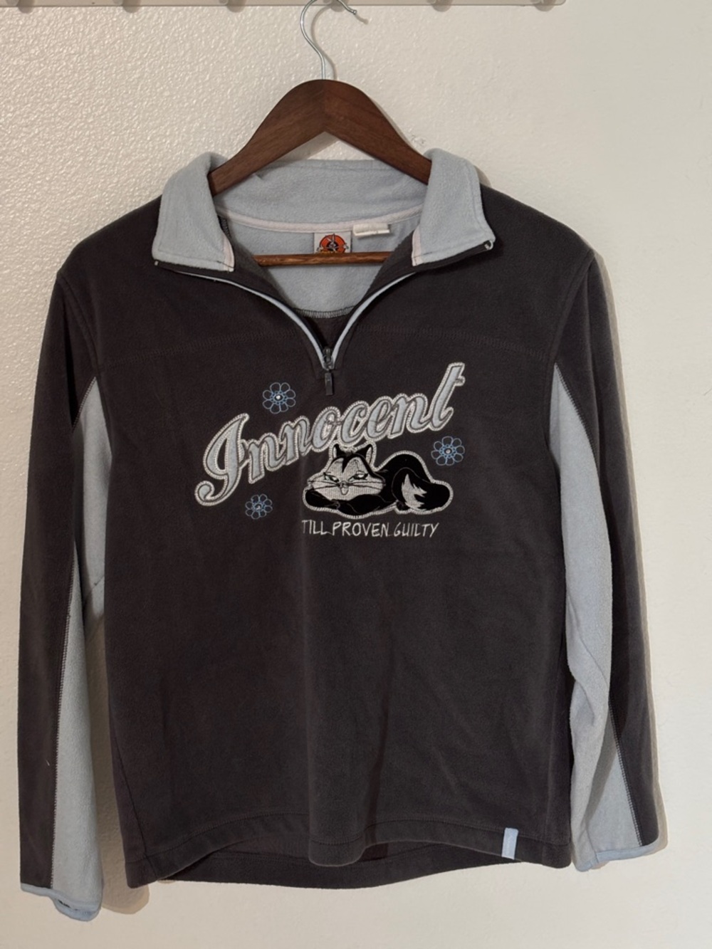 Warner Bros. Looney Tunes Light Blue & Gray Fleece Top